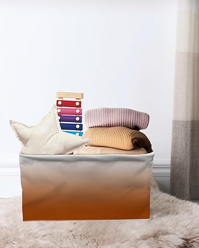 Miniatura 7 de Thanksgiving Storage Basket for Organizing Shelves, Collapsible Storage Bins Boxes with Handle, Fall Orange Ombre Modern Abstract Art Aesthetics