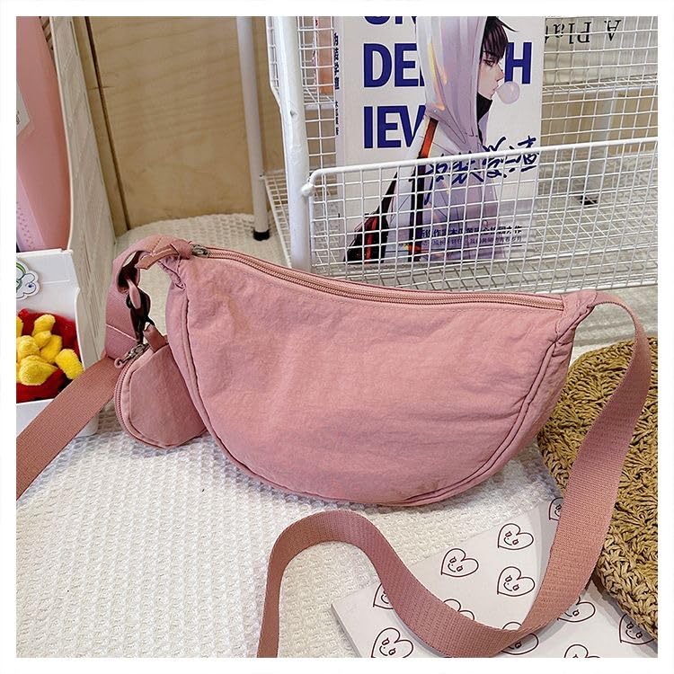 Image of Nylon Crescent Crossbody Bag for Women Purses Trendy Men,Small Travel Sling Bag Hobo