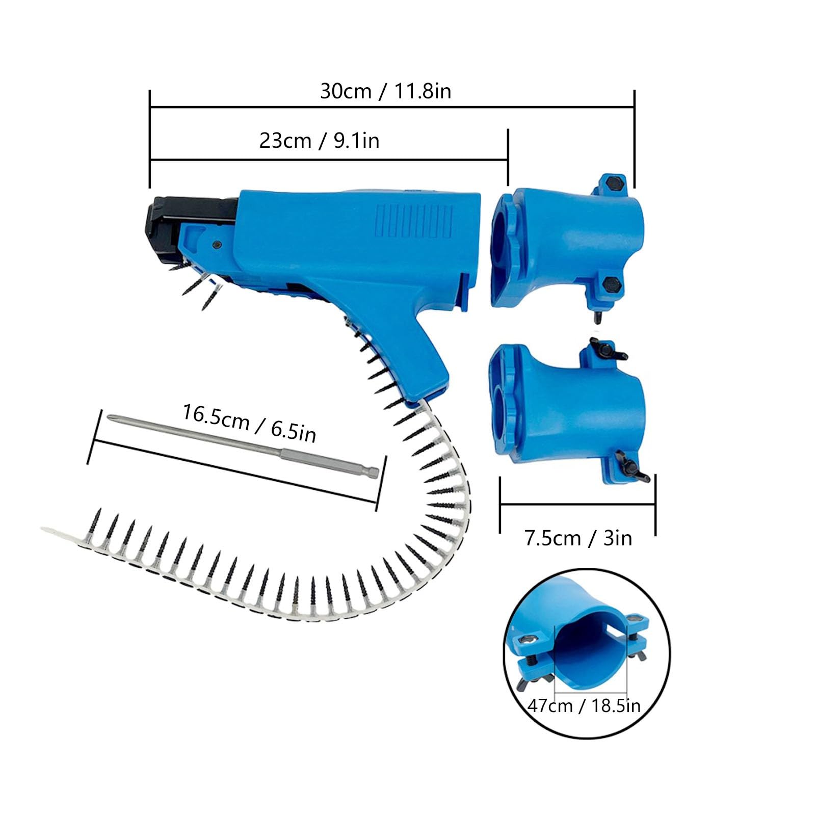 Automatyczny Pistolet do Gwoździ łańcuchowych, 6-częściowy Adapter do Pistoletów do Gwoździ łańcuchowych, Pistolety do Wkręcania do Płyt Gipsowo-kartonowych, Sprzęt do Wkręcania
