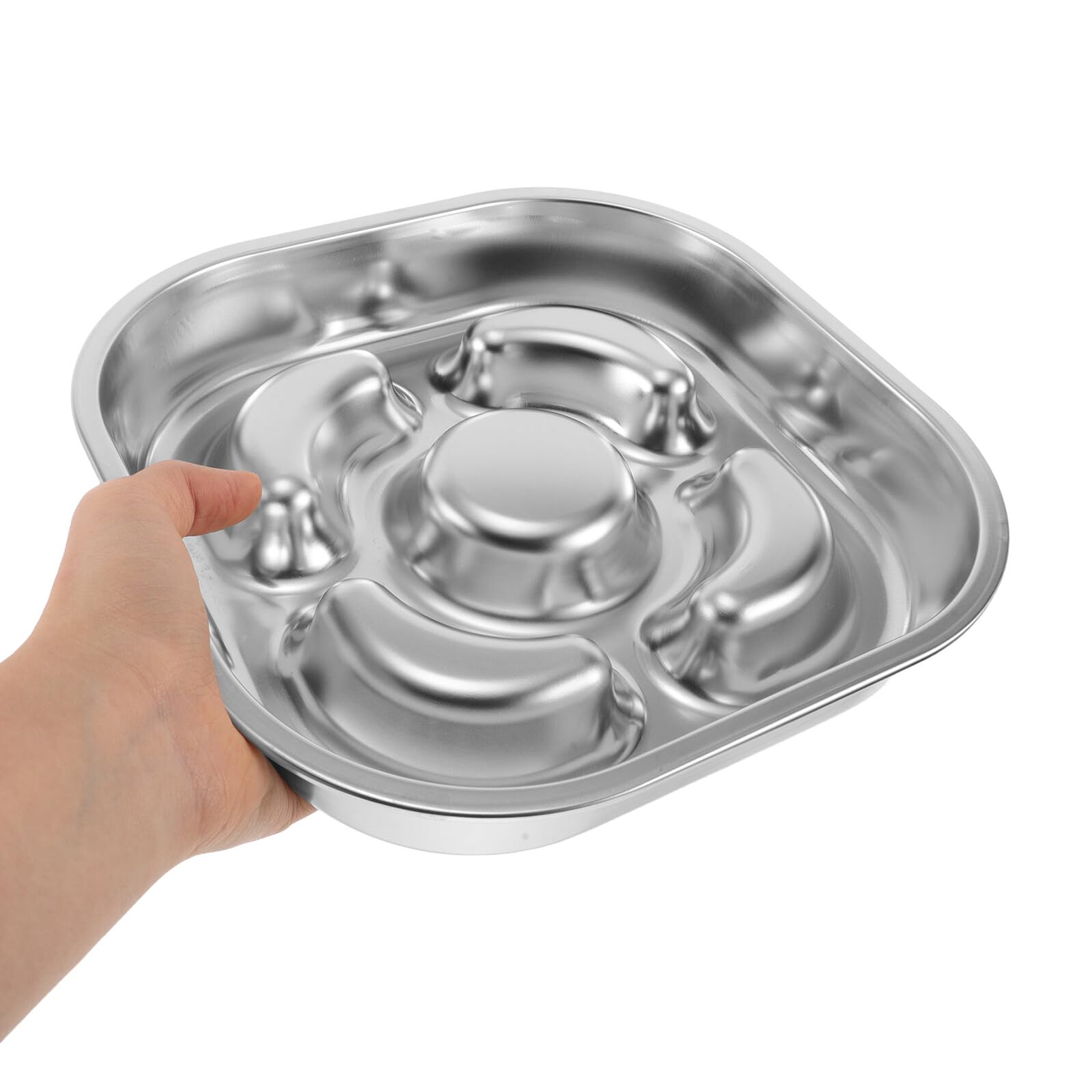 Ciotola Slow Food per Cani in Acciaio Inox 23X23 CM Base Antiscivolo, Ciotola per Alimentazione Lenta Cuccioli e Cani Piccoli, Accessorio per Pasto Controllato e Gestione Peso