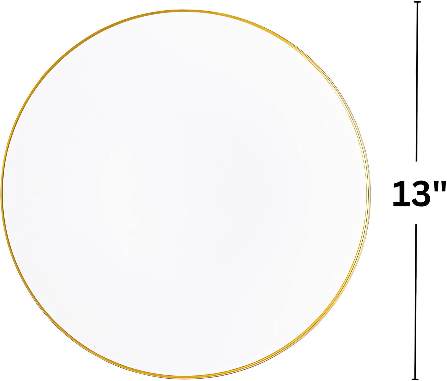 Bluesky Trading Table Settings White Hammered Organic Plastic Charger Plates (Pack Of 4) - 13" - Elegant Gold Rim Design, Perfect for Birthday Parties, Weddings, Events, Special Occasions, & More