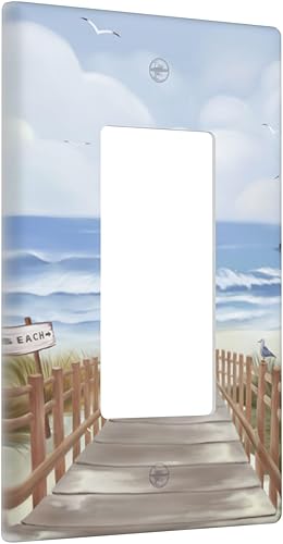 Miniatura 2 de Cubierta para placa de pared con diseño de océano de playa, 1 cuadrilla, cubierta decorativa pintada a mano, placa frontal de mar para baño,