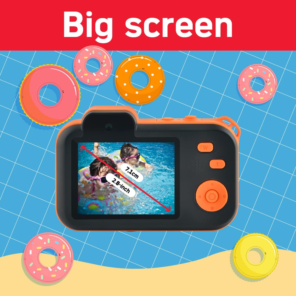 AgfaPhoto Realikids Cam Waterproof 2 - wodoodporny aparat dziecięcy 12 MP, wideo HD, tryb selfie, filtry i ramki, wbudowane gry, czarna bateria litowa
