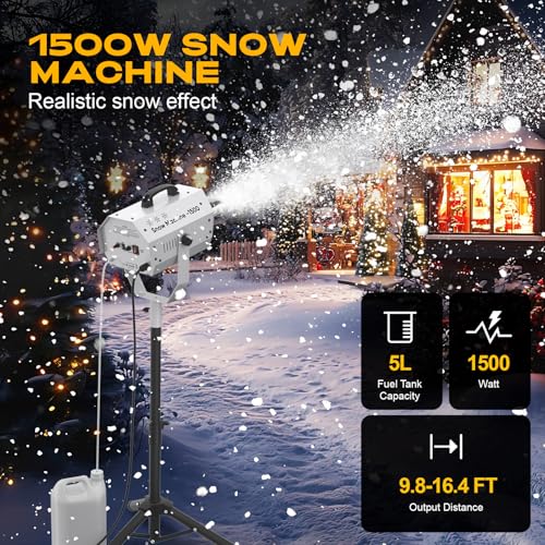 Image of Snow Machine for Party, 1500W Outdoor Snow Maker With LED Remote Control