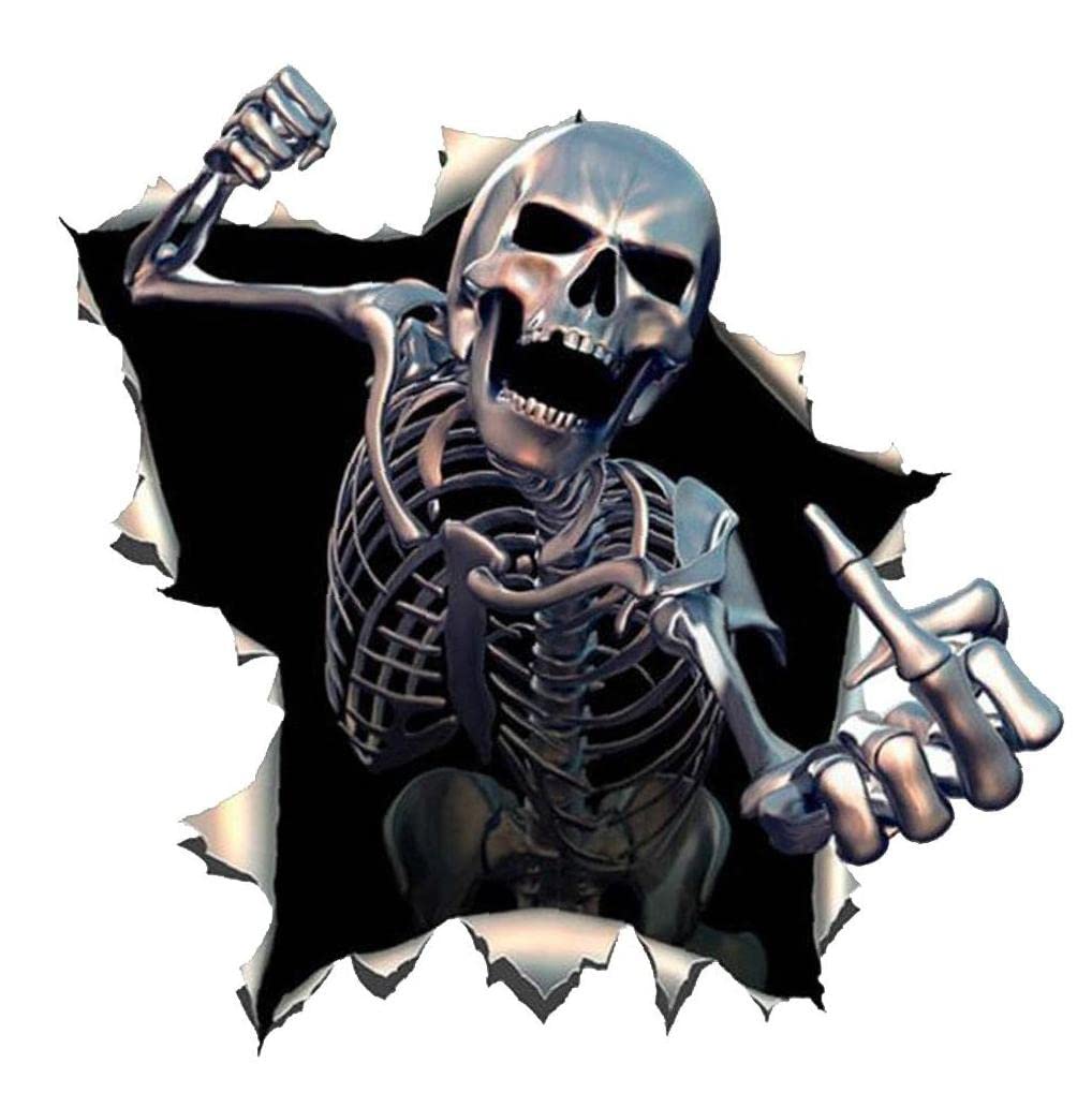 Bemvp Car Sticker Creativity Metal Skeleton Skull,Auto Motorcycle Waterproof Cover Scratches Funny Decals PVC