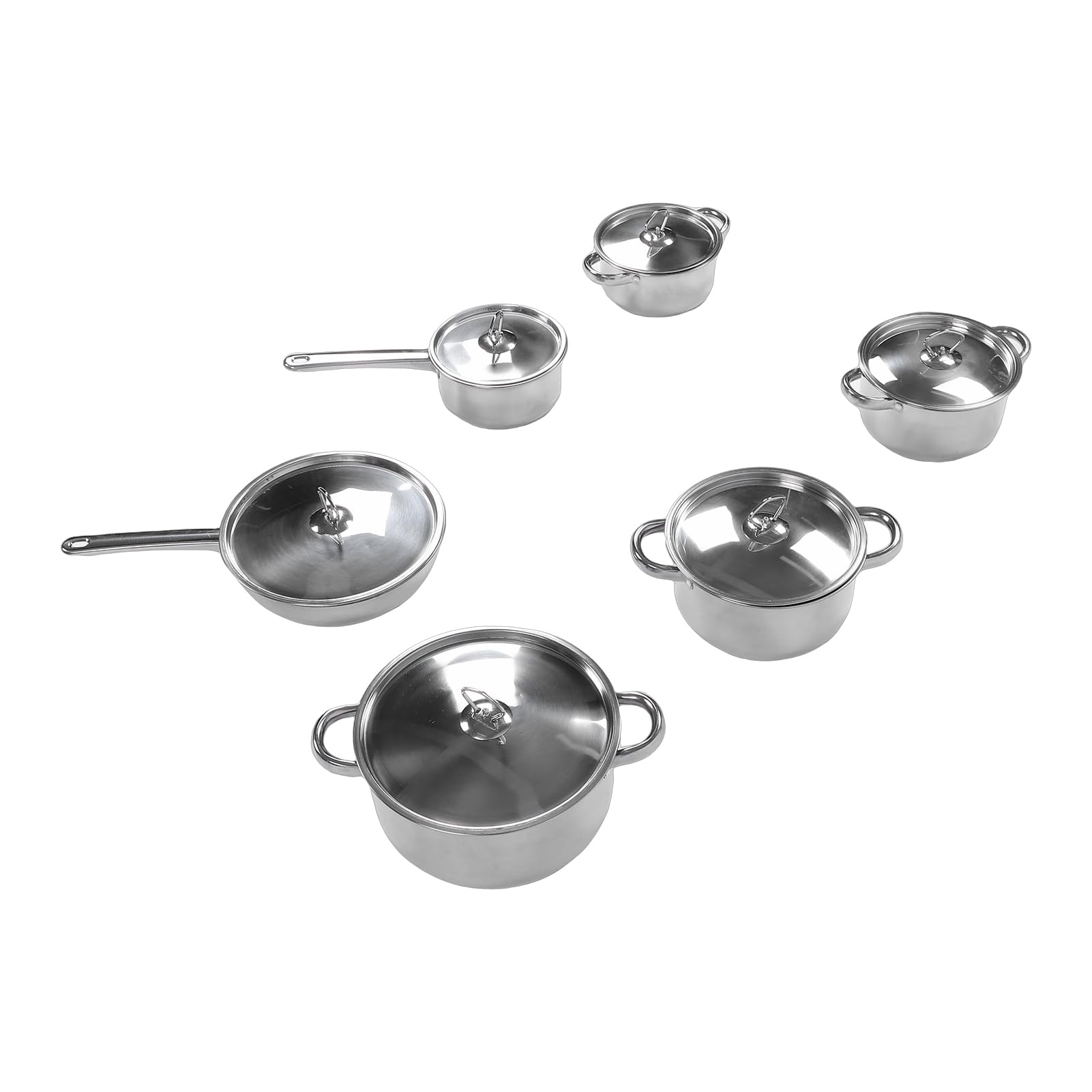 Sonew Juego de Utensilios de Cocina Profesionales de Acero Inoxidable – Juego de Ollas y Sartenes de Cocina de 12 Piezas con Tapas y Utensilios para Estufa de Gas/eléctrica/inducción –