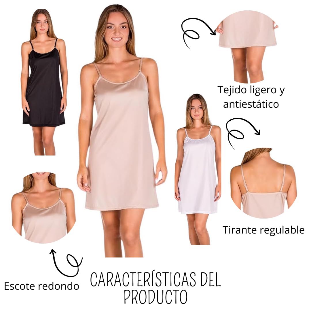Combinación Interior para Vestido con Tirante Regulable. Enagua de Vestido Mujer