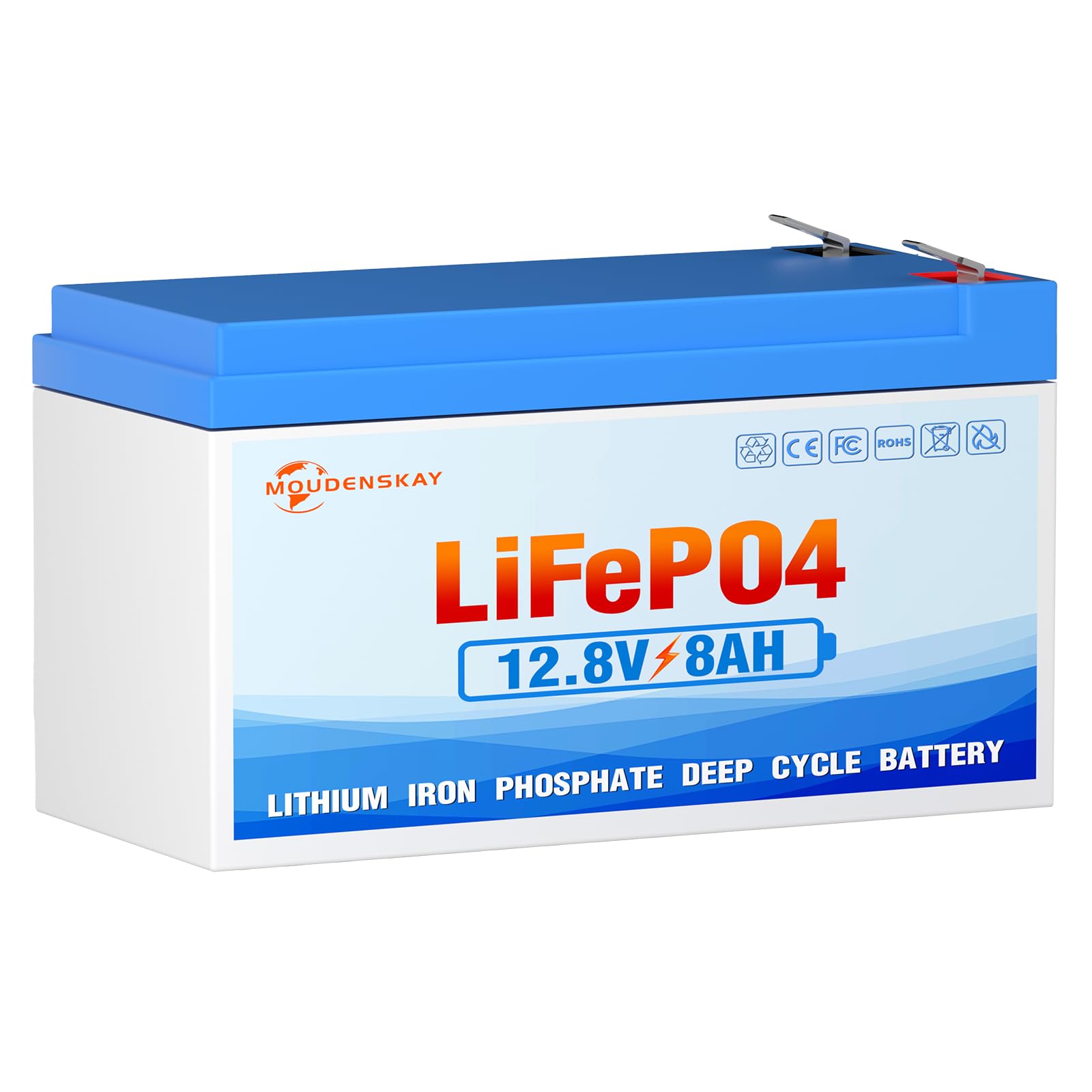 Batterie LiFePO4 12V 8Ah batterie au lithium lifepo4 12v | 3000+ cycles profonds et protection BMS pour éclairage de secours, camping, systèmes d'énergie