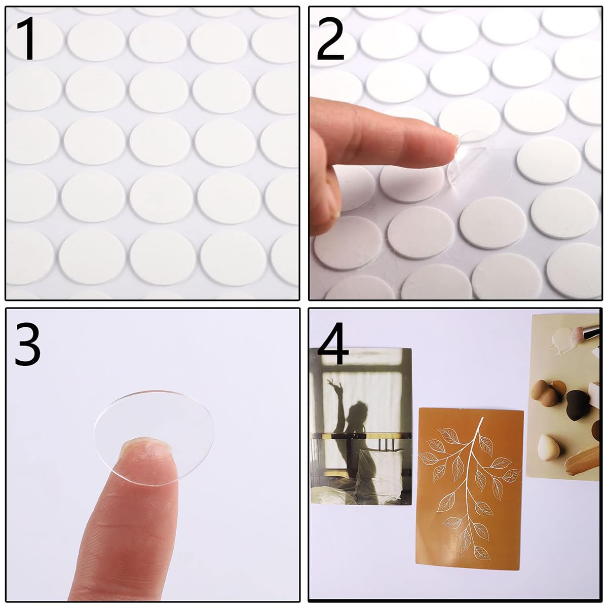 Pastille Double Face Transparent Rond 10 mm 600 Pièces Autocollant Adhésifs Réutilisable Sans Traces