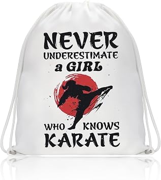 BDPWSS Karate Girl Gifts Martial Arts Gift Never Underestimate A Girl Who Knows Karate Drawstring Bag Jiu Jitsu Gift Knows Karate DB