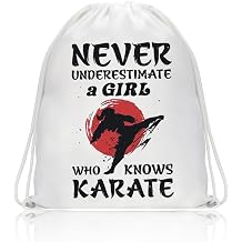 BDPWSS Karate Girl Gifts Martial Arts Gift Never Underestimate A Girl Who Knows Karate Drawstring Bag Jiu Jitsu Gift Knows Karate DB