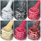 BURANO Reflective Glitter Gel Polish, Christmas Red Holographic Glitter Gel Nail Polish, Soak Off Disco Gel Polish for Christmas UV Lamp Required 6 Bottles S10 26