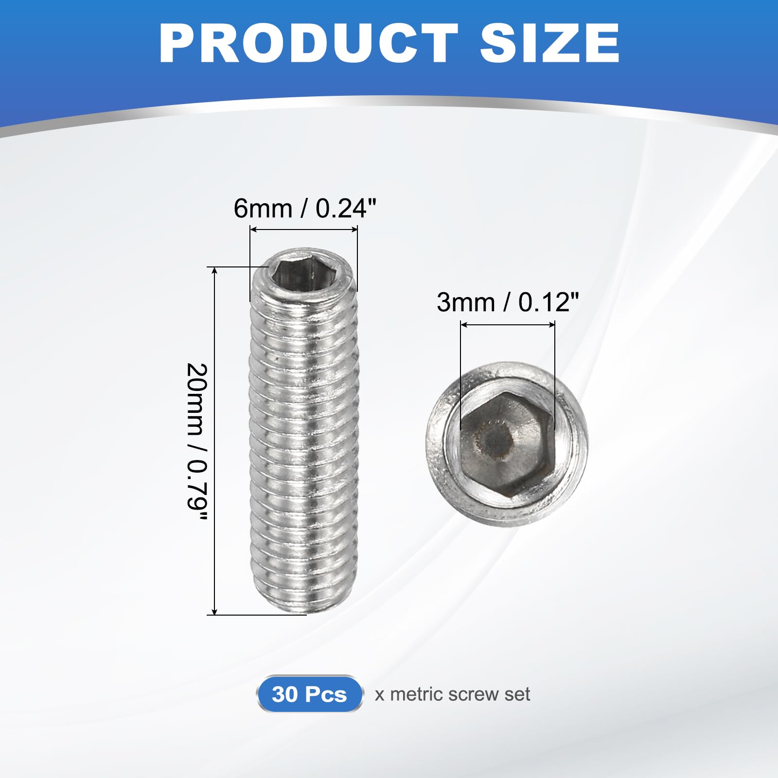 PATIKIL 30 Pcs Hex Socket Grub Screw - Image 2