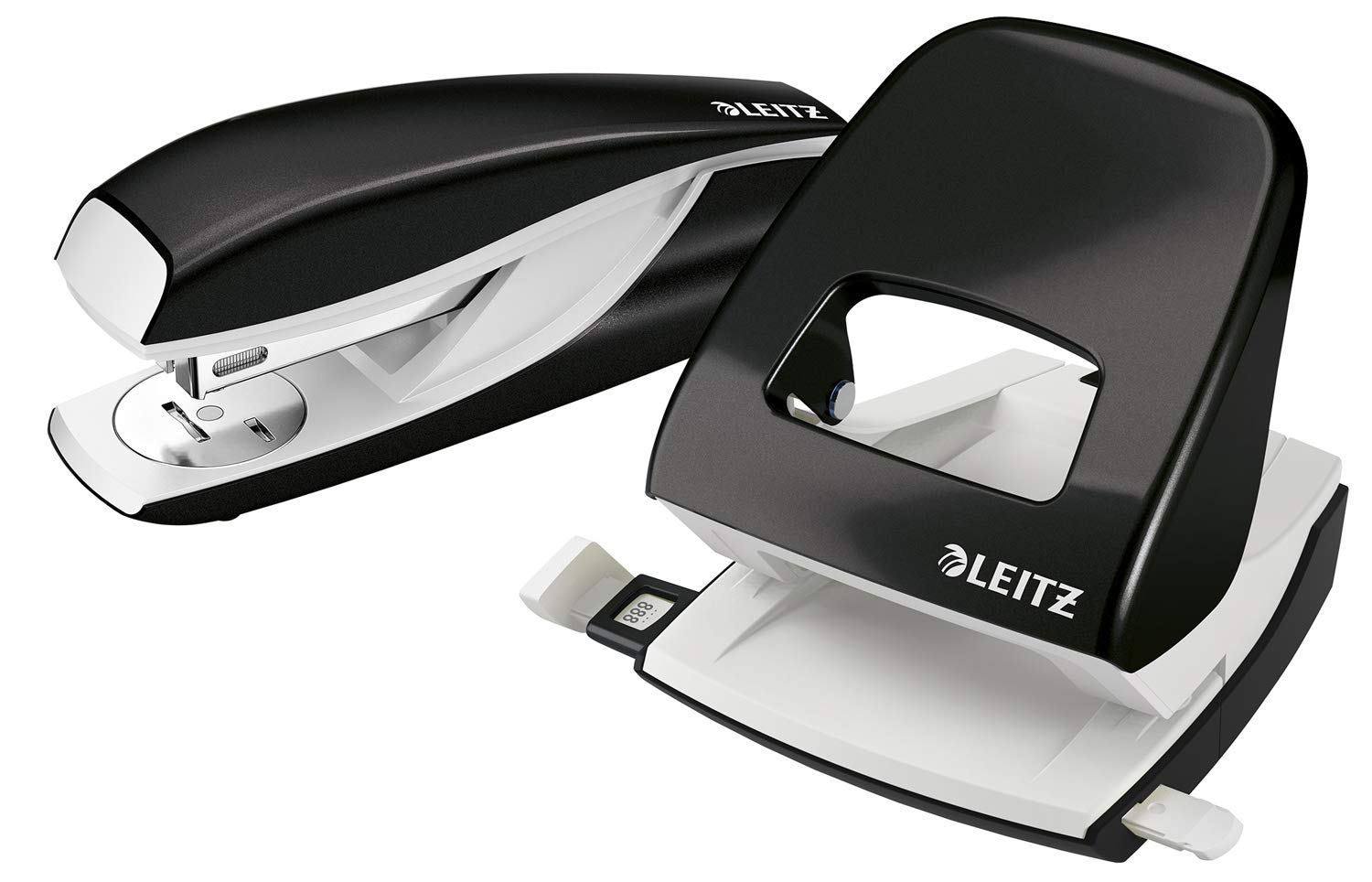 Leitz 50951095 Stapler and Hole Punch Set, Staple or Up to 30 Sheets, Includes Staples, WOW Range, Black