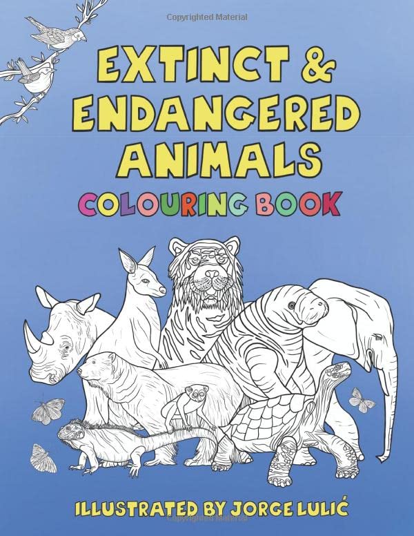 Extinct & Endangered Animals Colouring Book