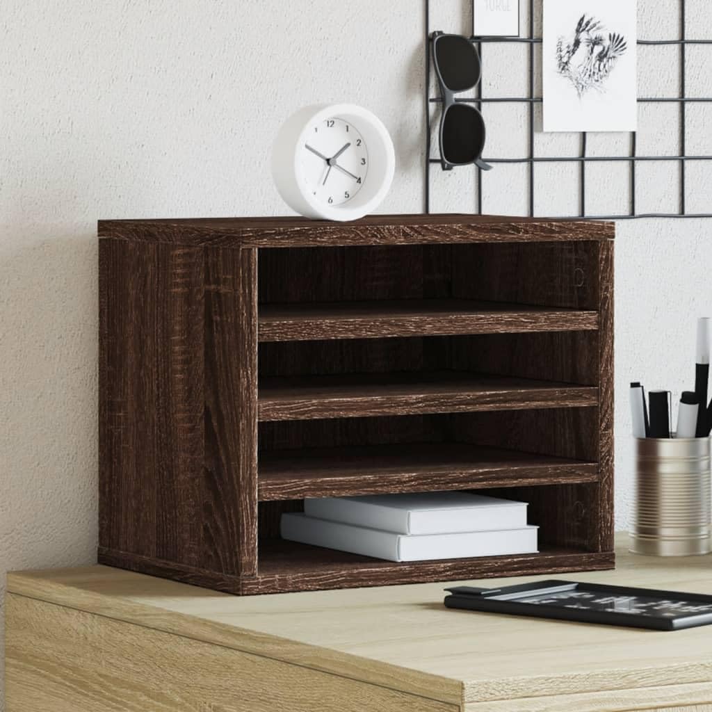 Organizer Scrivania Rovere Marrone 36x26x29,5 Legno Multistrato,Organizer da Scrivania,Portaoggetti da Scrivania,Organizer da Scrivania-848051