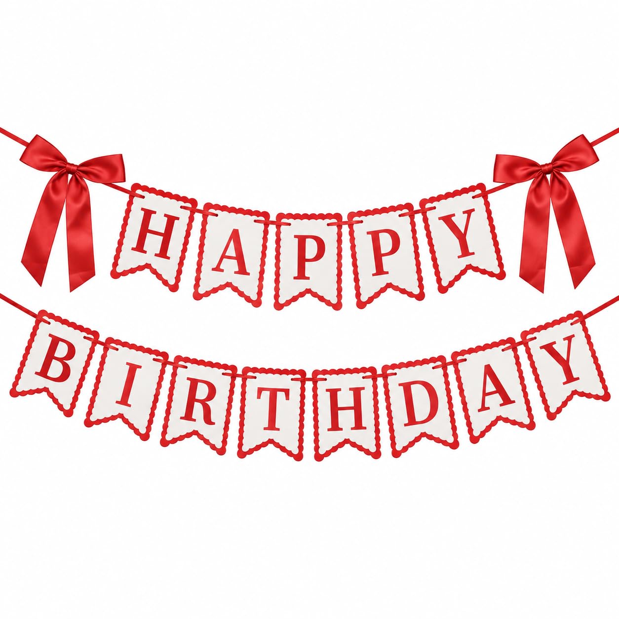 Pink Happy Birthday Banner with Satin Bows -8 Pink Happy Birthday Banner with Satin Bows -8