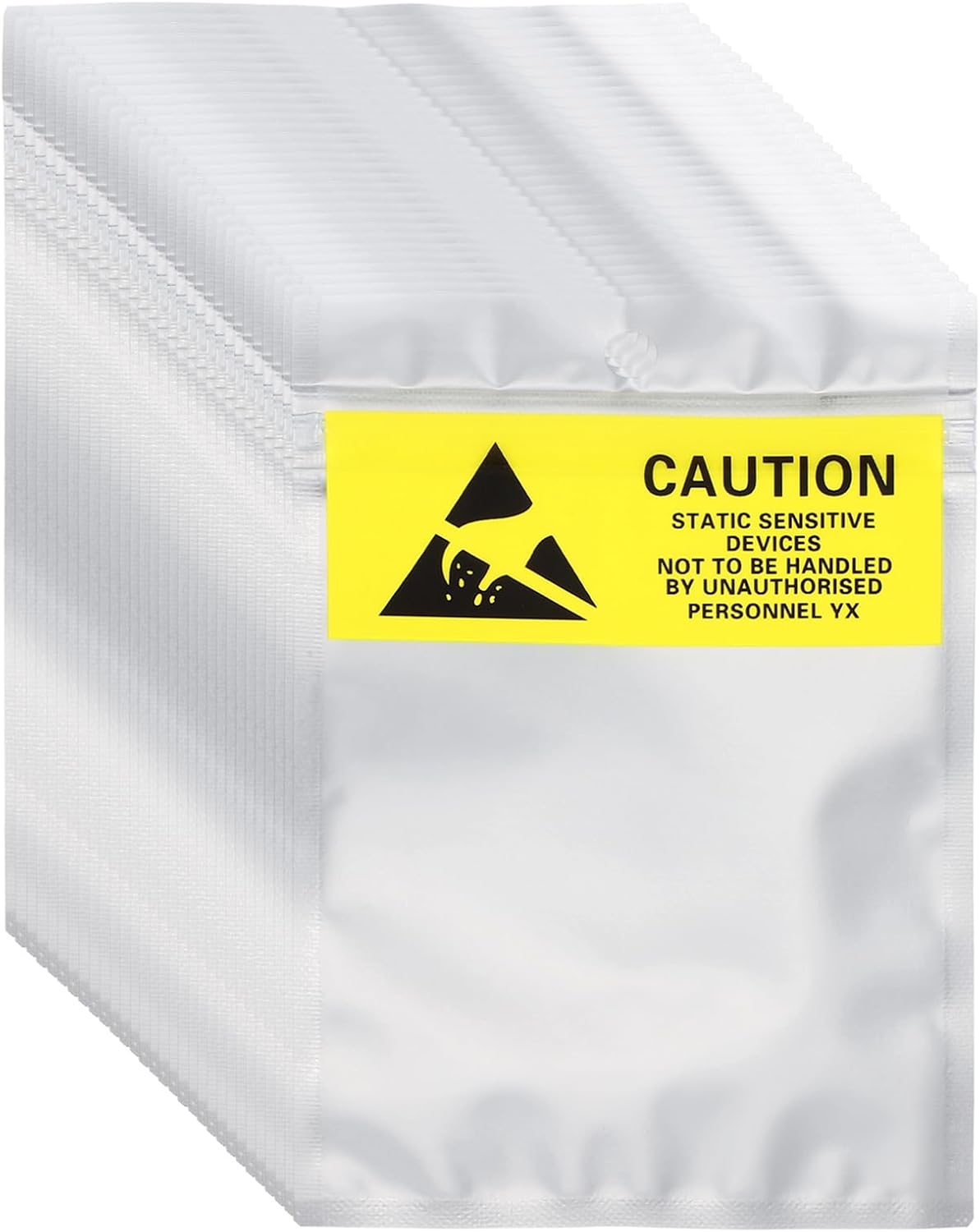 MECCANIXITY 200 Pcs Anti Static Bags 4.1″ x 5.9″ Resealable ESD Shielding Bag with Labels for Hard Drive HDD SSD Electronic Device Motherboards, Silver