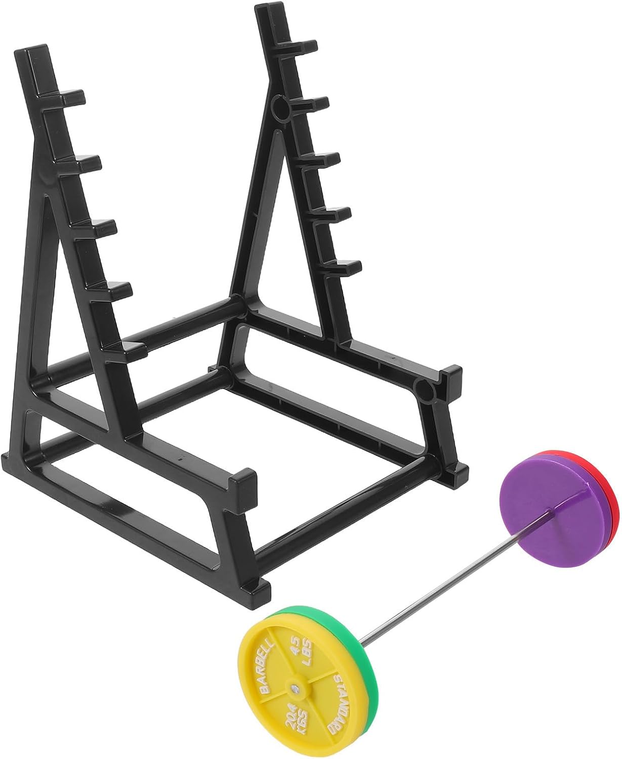 Homoyoyo Mini Squat Rack Barbell Pen Holder for Desk Black Vinyl