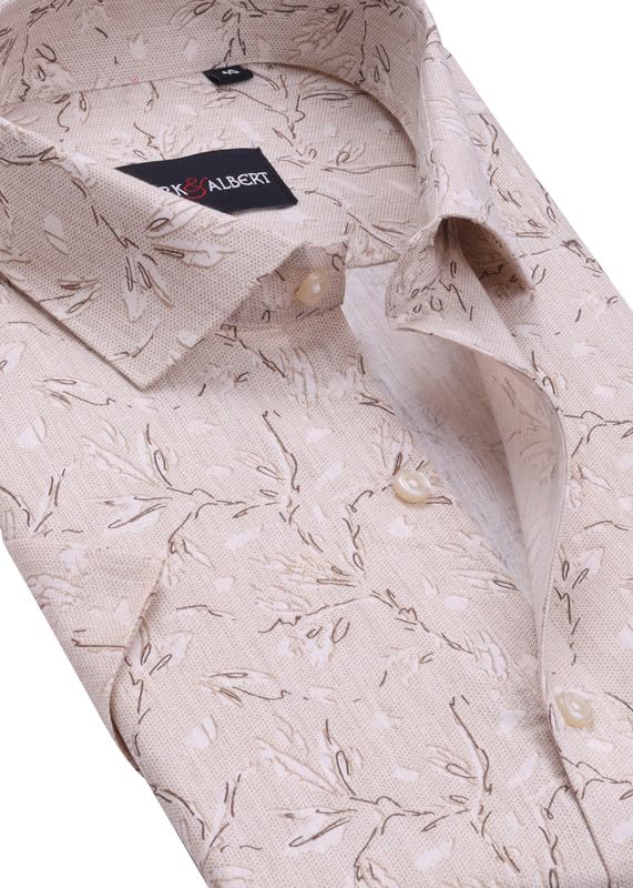 Image of Mark & Albert Men's Half Sleeve Cotton Linen Shirt Blue
