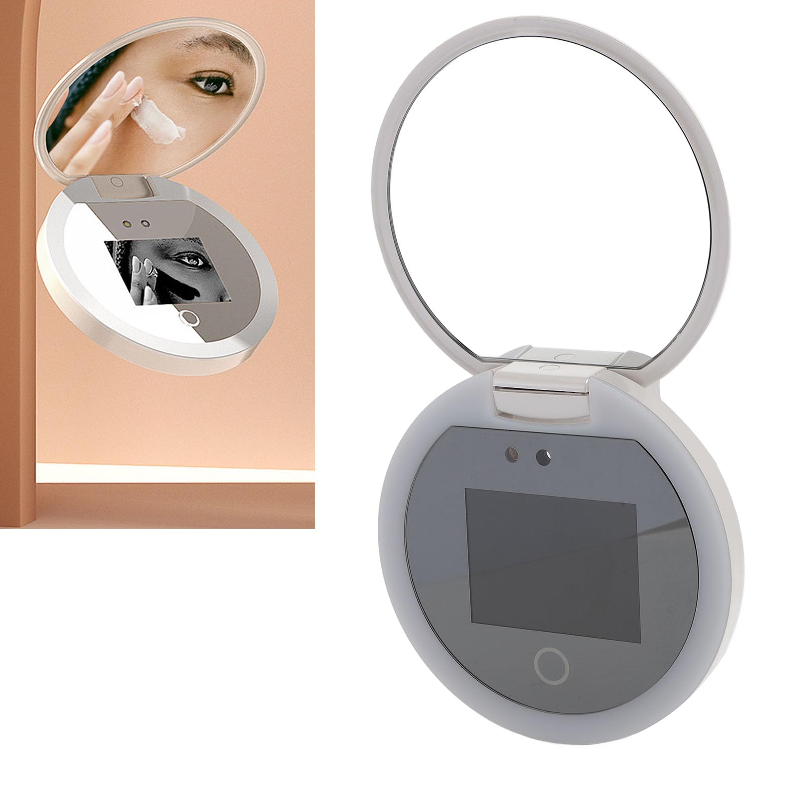 Specchio da viaggio UV con ingrandimento 2X, portatile, a LED, per uso esterno, design compatto ed elegante