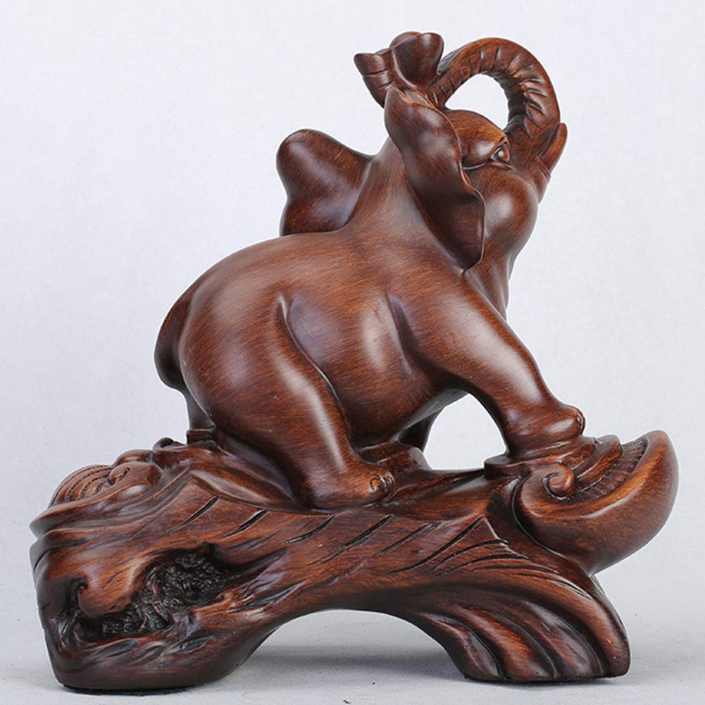 Ornamenti Feng Shui Statue e Figurine di Elefanti, Decorazione di sculture Portafortuna di ricchezza, Ufficio Aperto inaugurazione della casa Soggiorno Ornamenti Regalo, Marrone