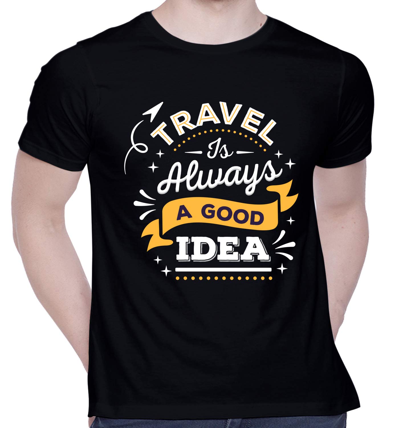 CreativiT Graphic Printed T-Shirt for Unisex Travel - Adventure - IDEA Typography T-Shirt Tshirt | Casual Half Sleeve Round Neck T-Shirt | 100% Cotton | D00532-17