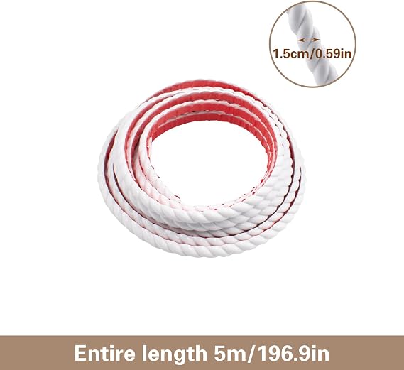 Paintable Peel and Stick 3D Wall Molding Trim, 16.4 ft x 0.6 Inch Self-Adhesive PVC Wall Edge, Cuttable Twisted-Shaped Flexible Decorative Strip for DIY Home Cabinet Door Mirror Frame (White)