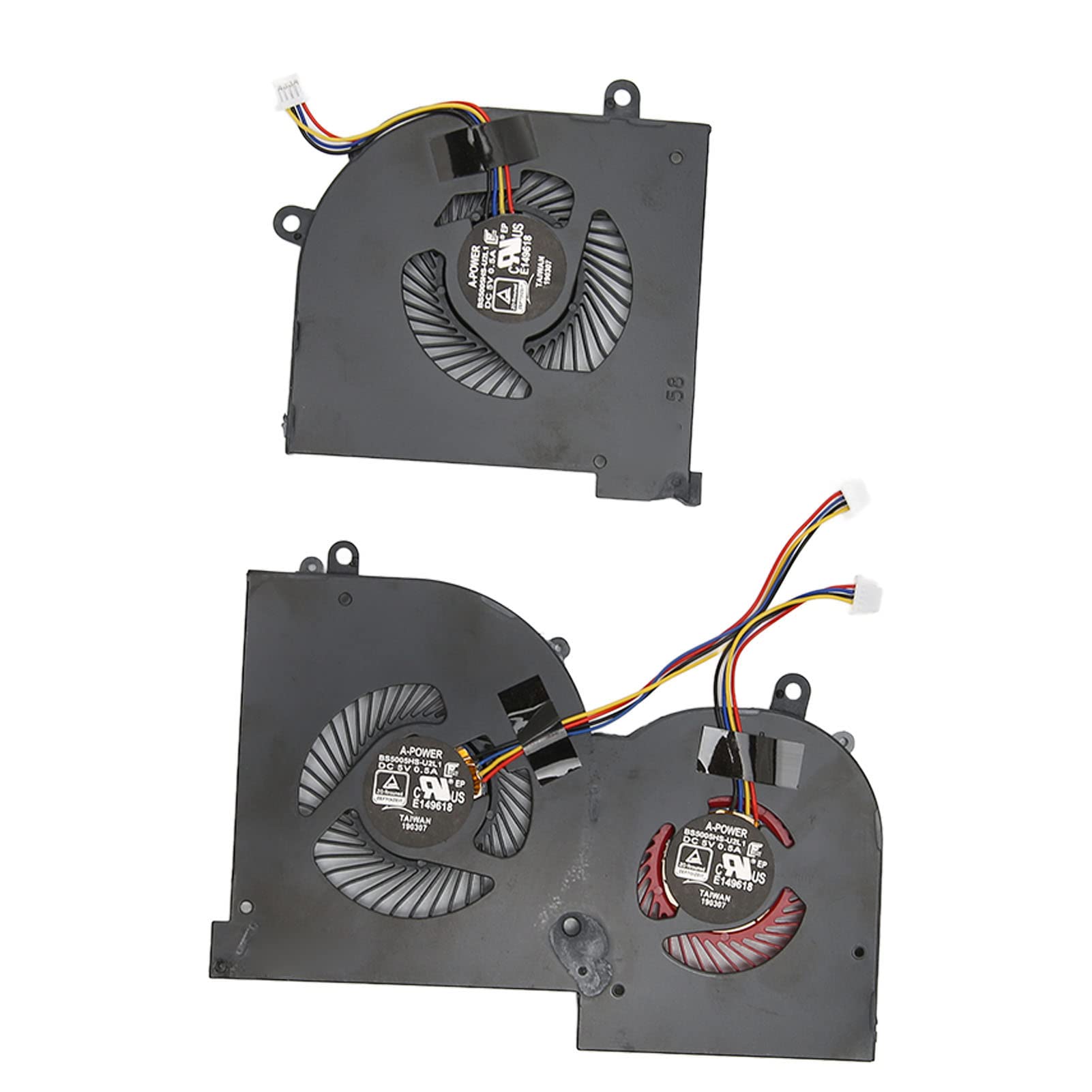 ASHATA Ventola di Raffreddamento CPU GPU per MSI Gs65 MS 16Q2 per CPU 16q2 CW per GPU 16q2 CW, Sostituzione Ventola di Raffreddamento GPU Laptop, Dispositivo di Raffreddamento GPU CPU Laptop(CPU+GPU)