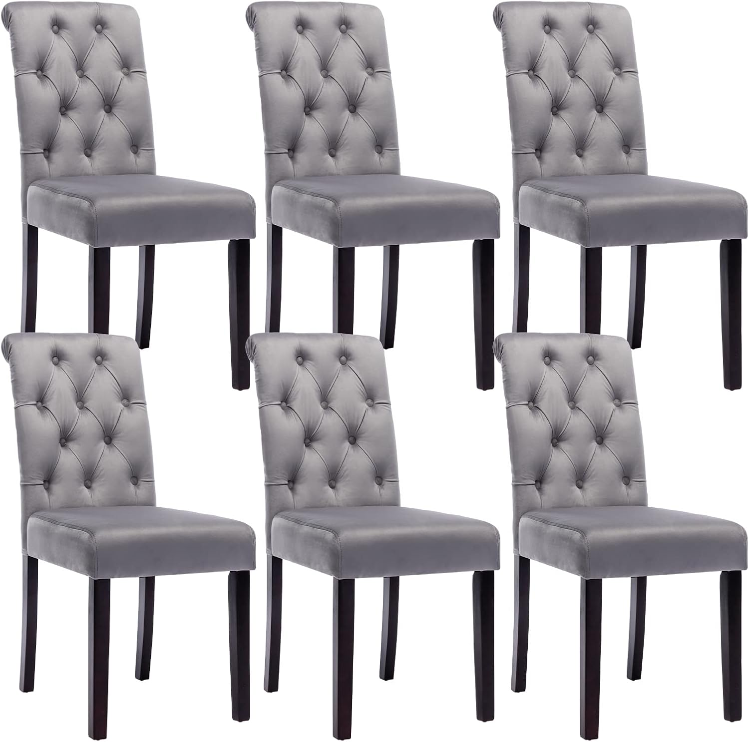 Janoray Velvet Upholstered Dining Chairs Set of 6 Tufted