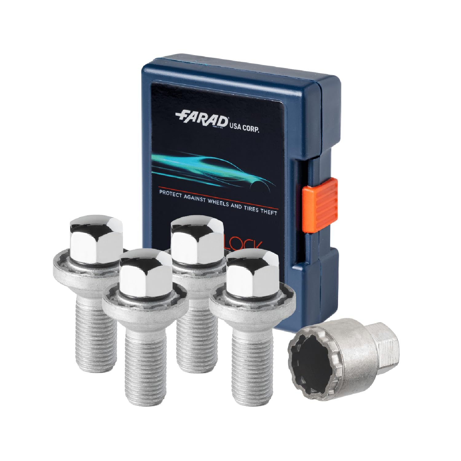 OMAC Wheel Lock Kit for Audi A1 / A3 / A4 / A5 M14X1.5 Bolt Chromed 4Locks & 1Key