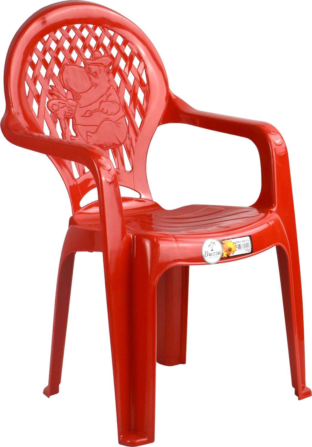 Sterling Ventures Sturdy Plastic Children's Chair with Hippo Design (Red)