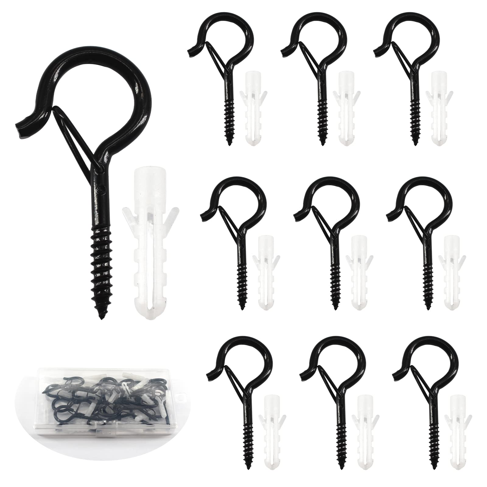 Medifier 20Pcs Q Hanger Screw Hooks Outdoor Heavy Duty Q Ceiling Hanger Hooks with Safety Buckle for Outdoor Hanging Plants, Led Lights, Christmas Lights