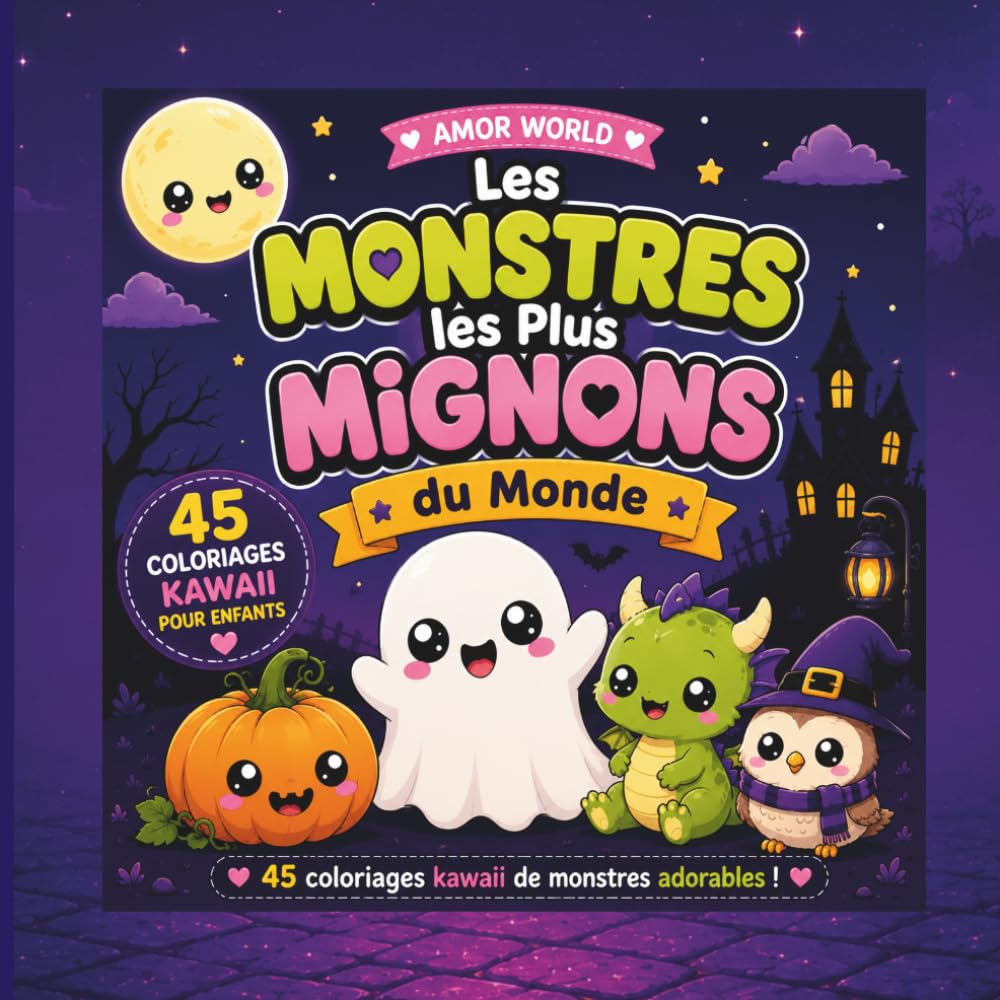 Les Monstres les Plus Mignons du Monde: 45 coloriages kawaii de fantômes, dragons, sorcières et créatures adorables