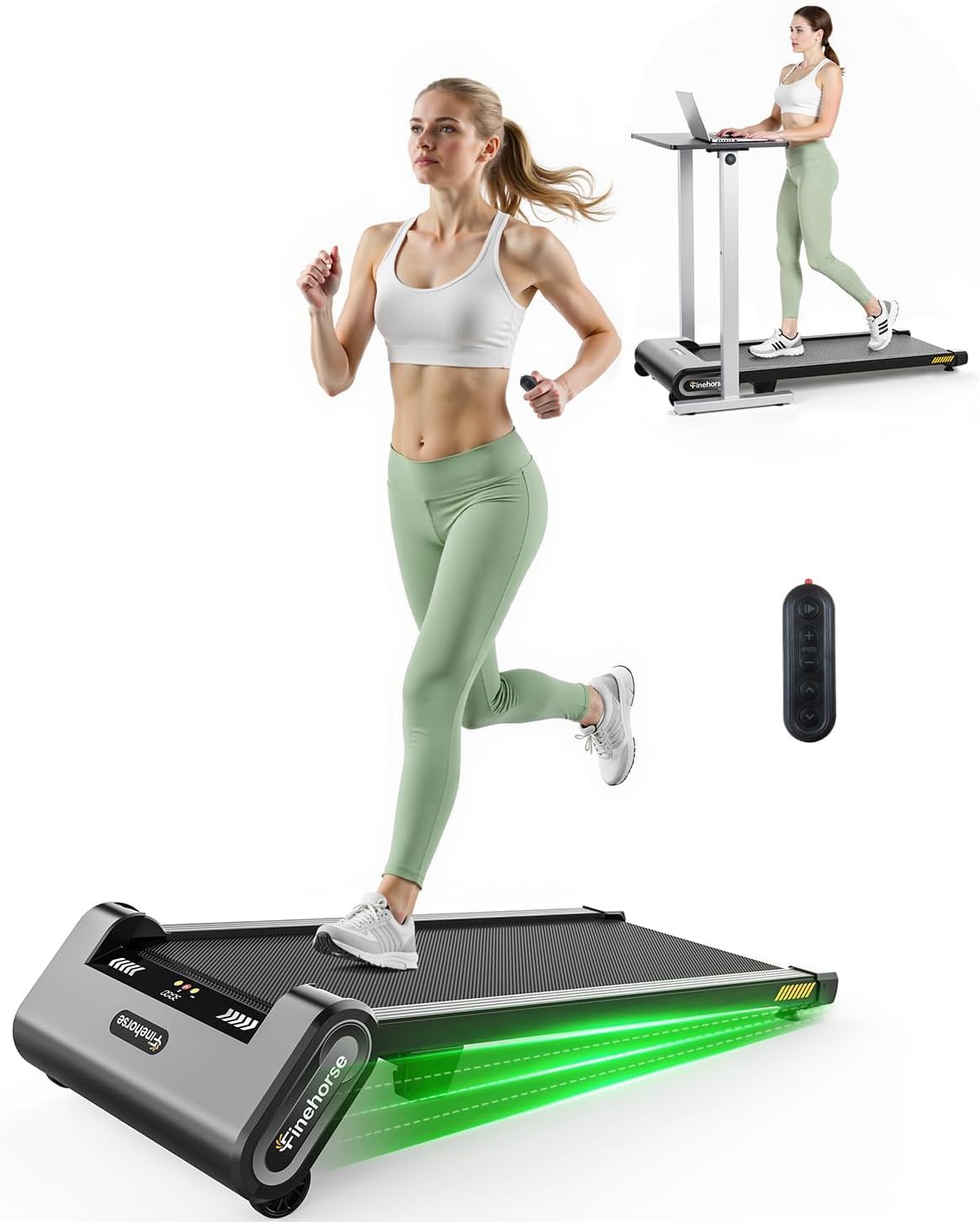 Akluer 13% 6-Level Walking Pad with Auto Incline - Treadmill with Auto Incline and Remote Control, 330Lbs Capacity Portable Compact Treadmill for Home Office, LED Display