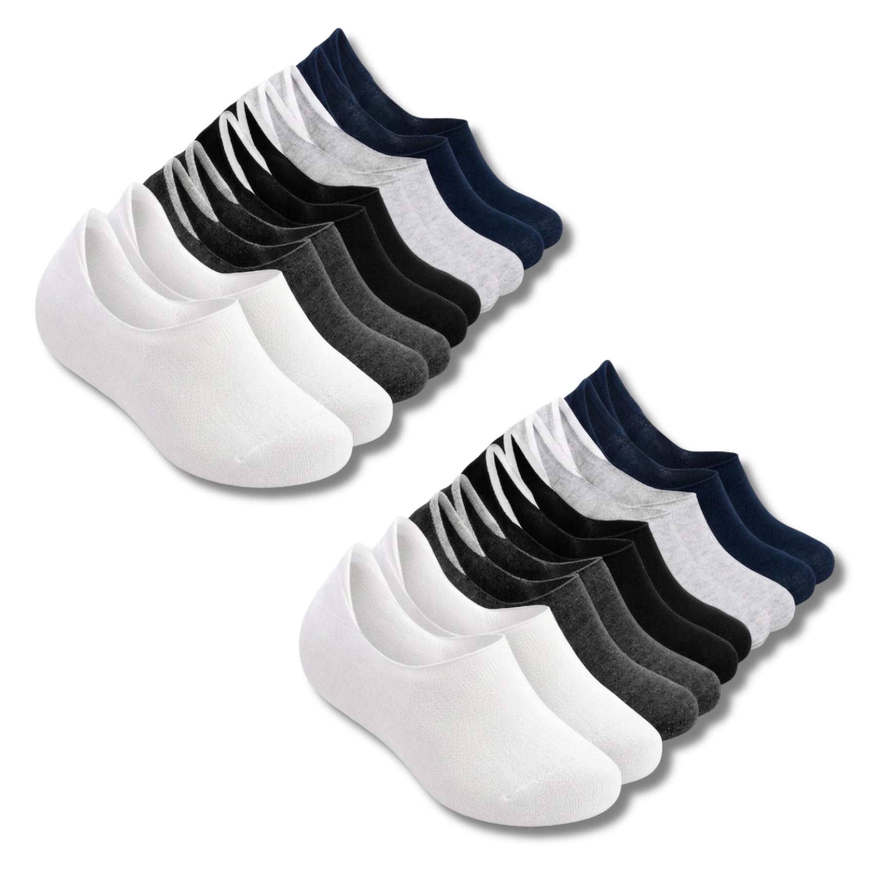 XJARVIS Calcetines mocasines antideslizantes de corte bajo para hombres y mujeres con algodón peinado para deportes, correr y senderismo, paquete de 5 (tamaño libre)