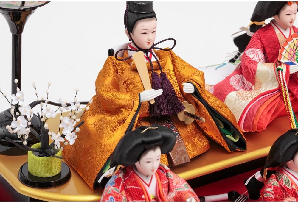 東京久月 雛人形五人飾りアクリルケース入り・間口約58×奥行約