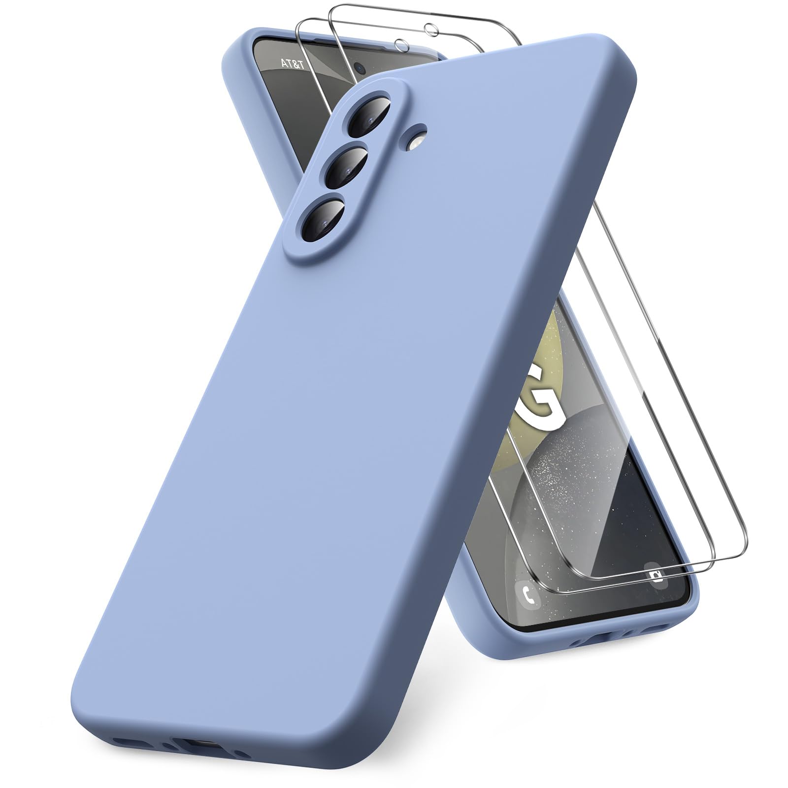 Vansdon Handyhülle kompatibel mit Samsung Galaxy A37 5G Hülle, 2 Stück Panzer Schutz Glas, weiche TPU Flüssigsilikonhülle, stoßfestem Gummi Silikongel Fall-Taupe