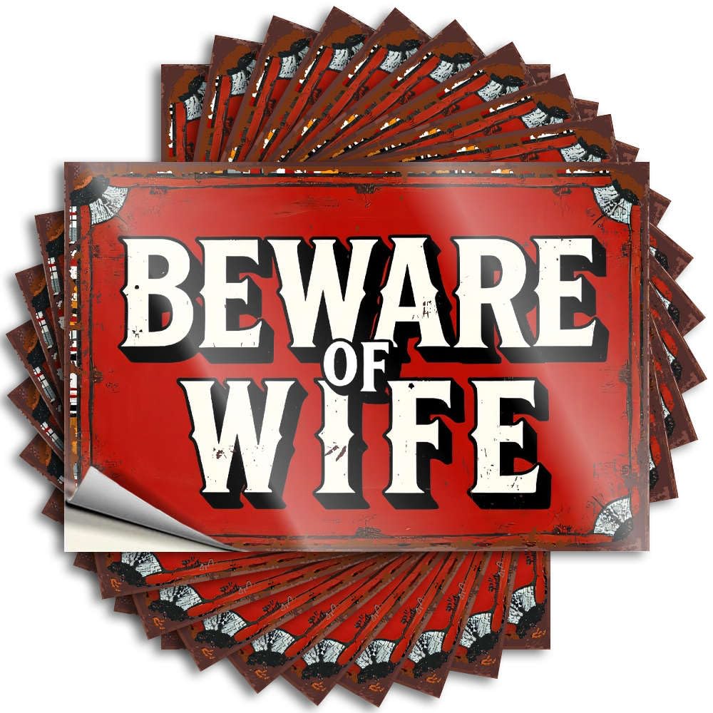 Men Decor Tattoo Durable Case | Beware of Wife Happy Self Adhesive Sticker for Billiards DIY(12X18CM)