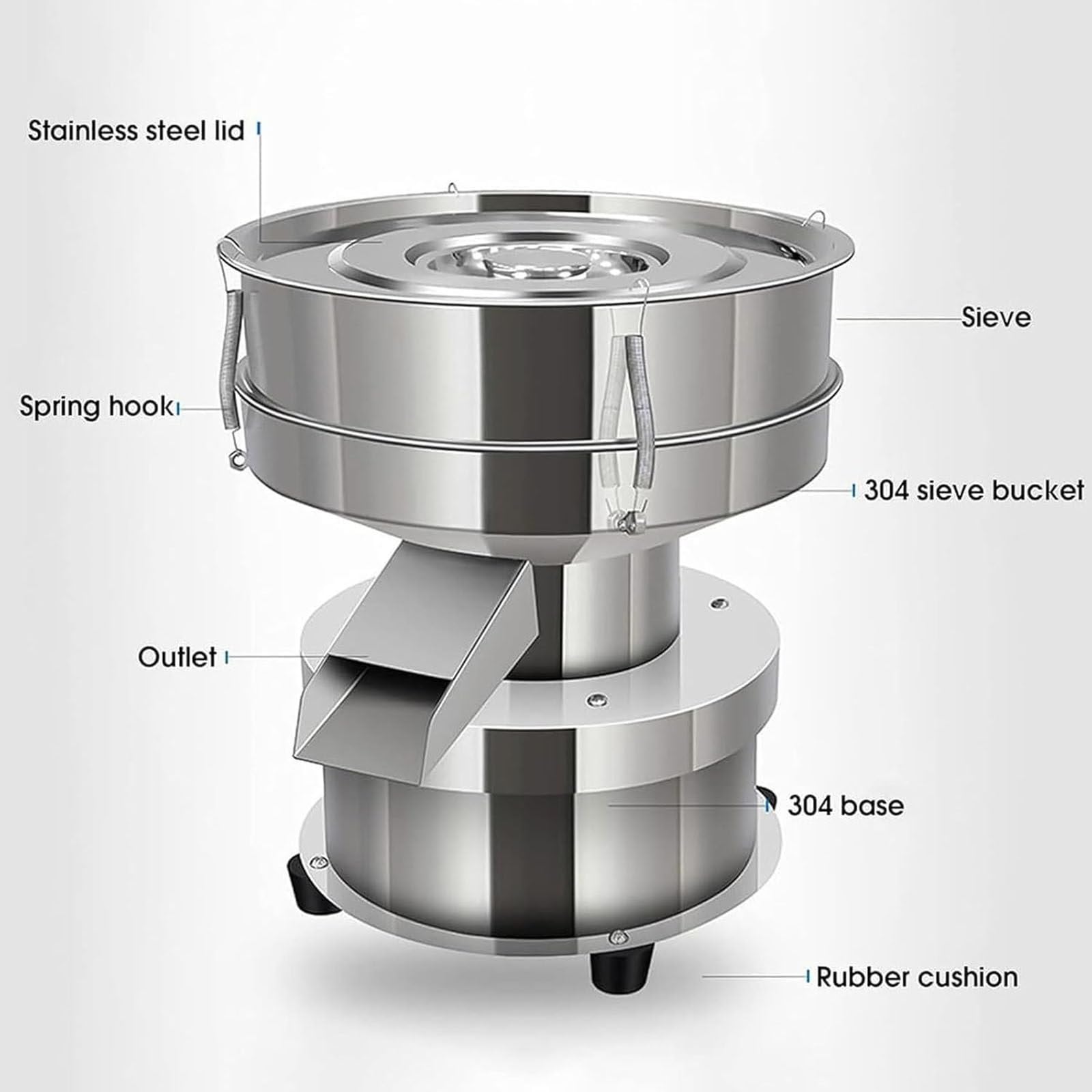 Tamis à poudre automatique avec tamis à 40 mailles + 60 mailles, tamis électrique en acier inoxydable pour farine, particules, cuisson