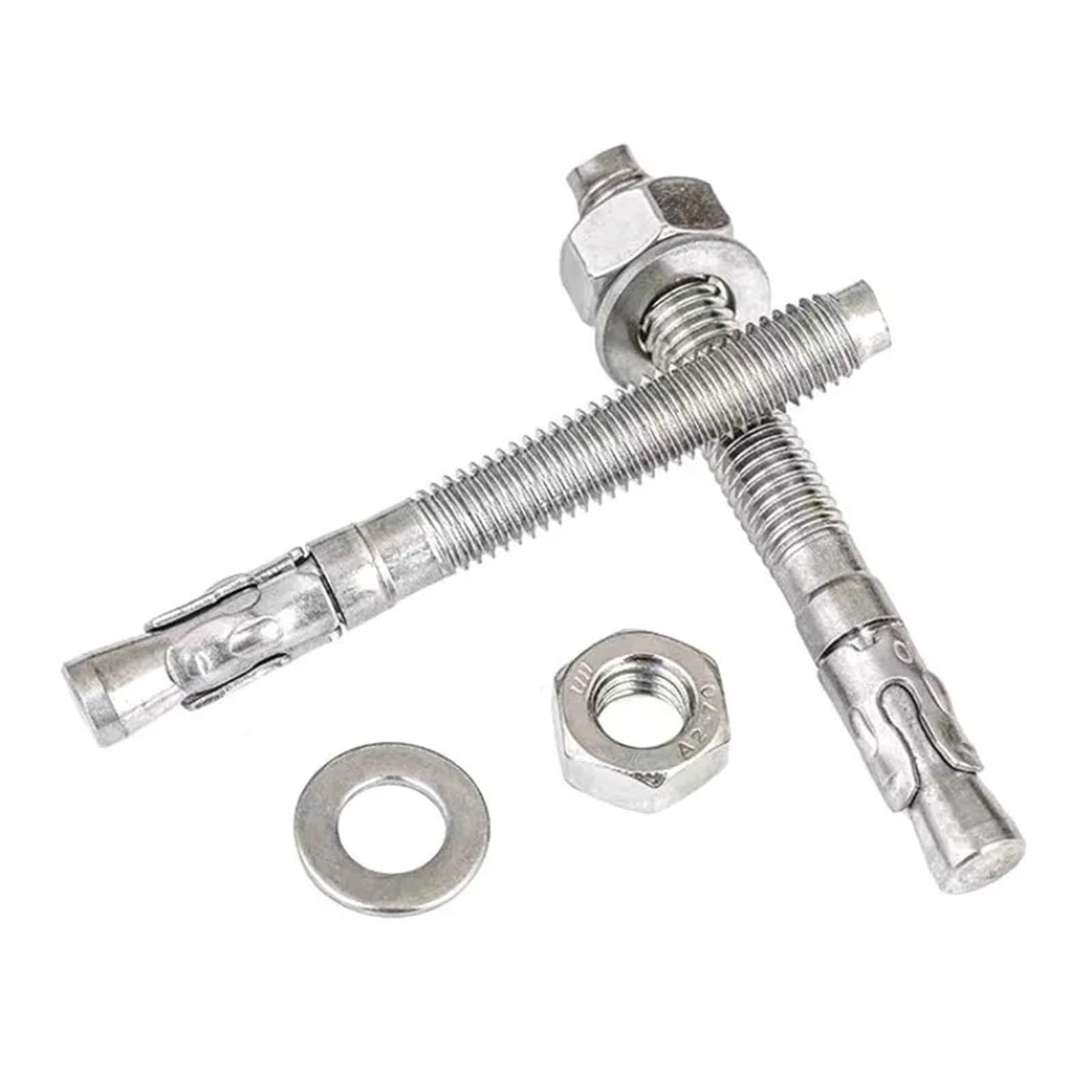 Tornillos De Expansión Para Placas De Yeso Perno de anclaje cuña acero inoxidable 304, tornillo expansión A2, a través M6 M8 M10 M12 M16(M10X80mm 5Pcs)