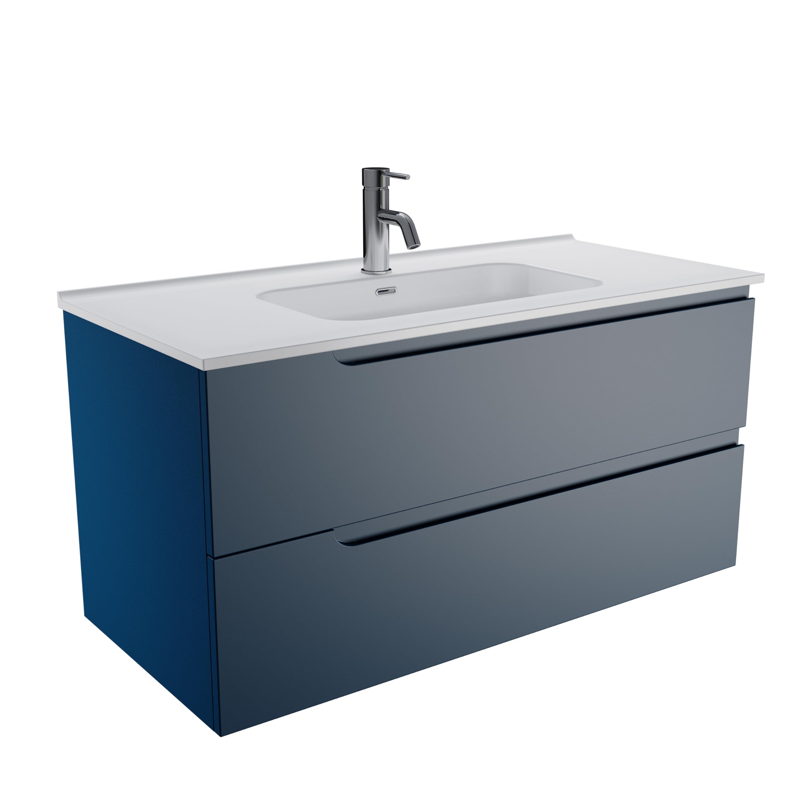 Parama Mobile Bagno Sospeso 120 cm 2 Cassetti Blu Zaffiro Opaco Con Lavabo Mod. Ardenne