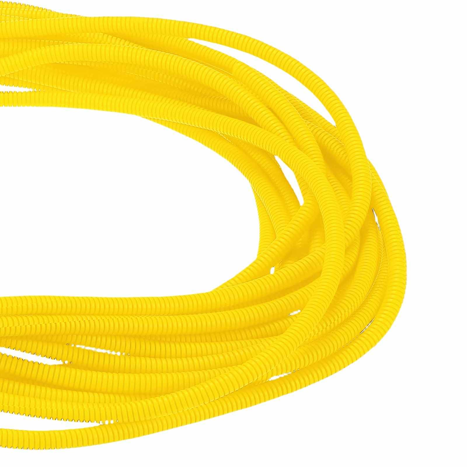 DMiotech 50ft Wire Loom Split Tubing 1/4 Inch, Cord Protectors from Pet Flexible Conduit Cable Management for Office Home Garden, Yellow โ image 1
