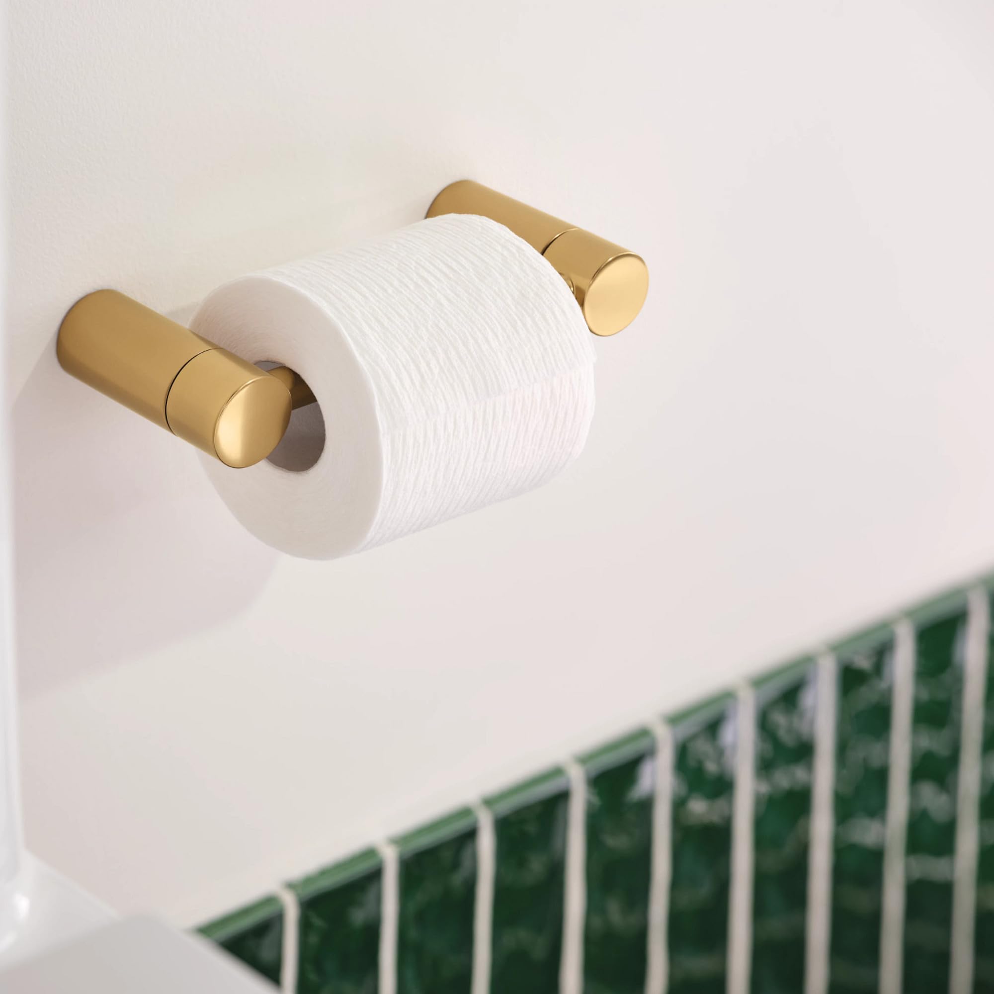 Moen Align Brushed Gold Pivoting Wall Mounted Modern Toilet Paper Holder for Bathroom, YB0408BG — Amazon image 2