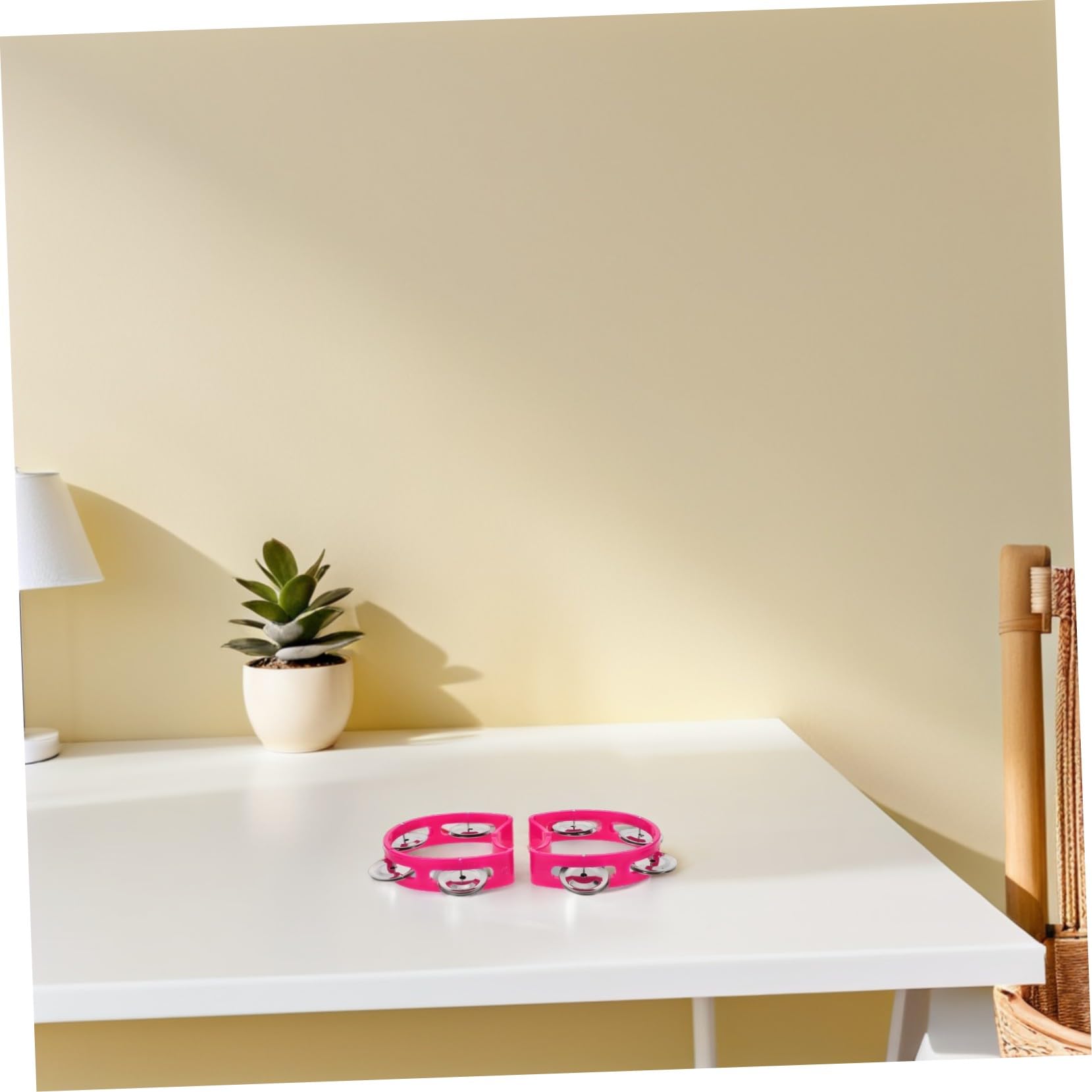12 Stück Handglocken Tamburine Shaker Handschwing Tamburin Handbetriebene Glocke Tamburin Handtrommel Kunststoff Handglocke Edelstahl Rosy
