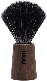 NOM Theo Shaving Brush | Vegan Shave Brush for Shaving soaps and creams | sustainable eco-friendly and reusable | Exfoliating Shaving Brush | Dark Ash handle
