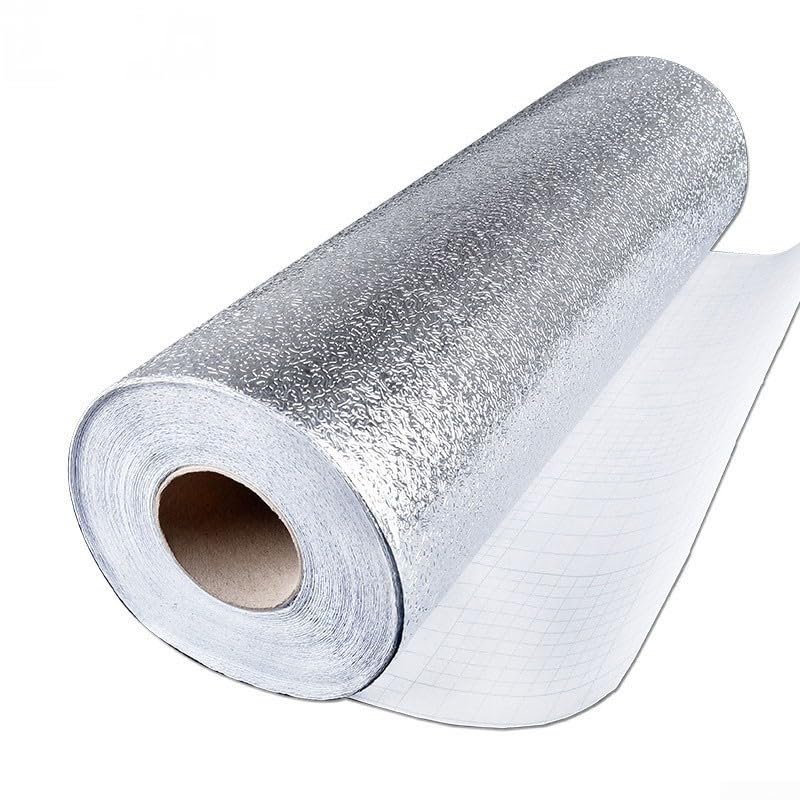 Adhesivo de pared de aluminio para cocina, impermeable, resistente al aceite, resistente al calor, hasta 120 °C, autoadhesivo, vinilo decorativo, 40 cm × 100 cm,