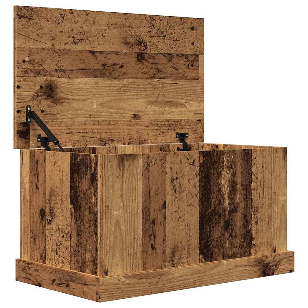 Baúl de almacenaje con aspecto de madera envejecida, 70 x 40 x 38 cm, de material de madera, cofre decorativo con tapa para cojines y alfombras, versátil como mesa