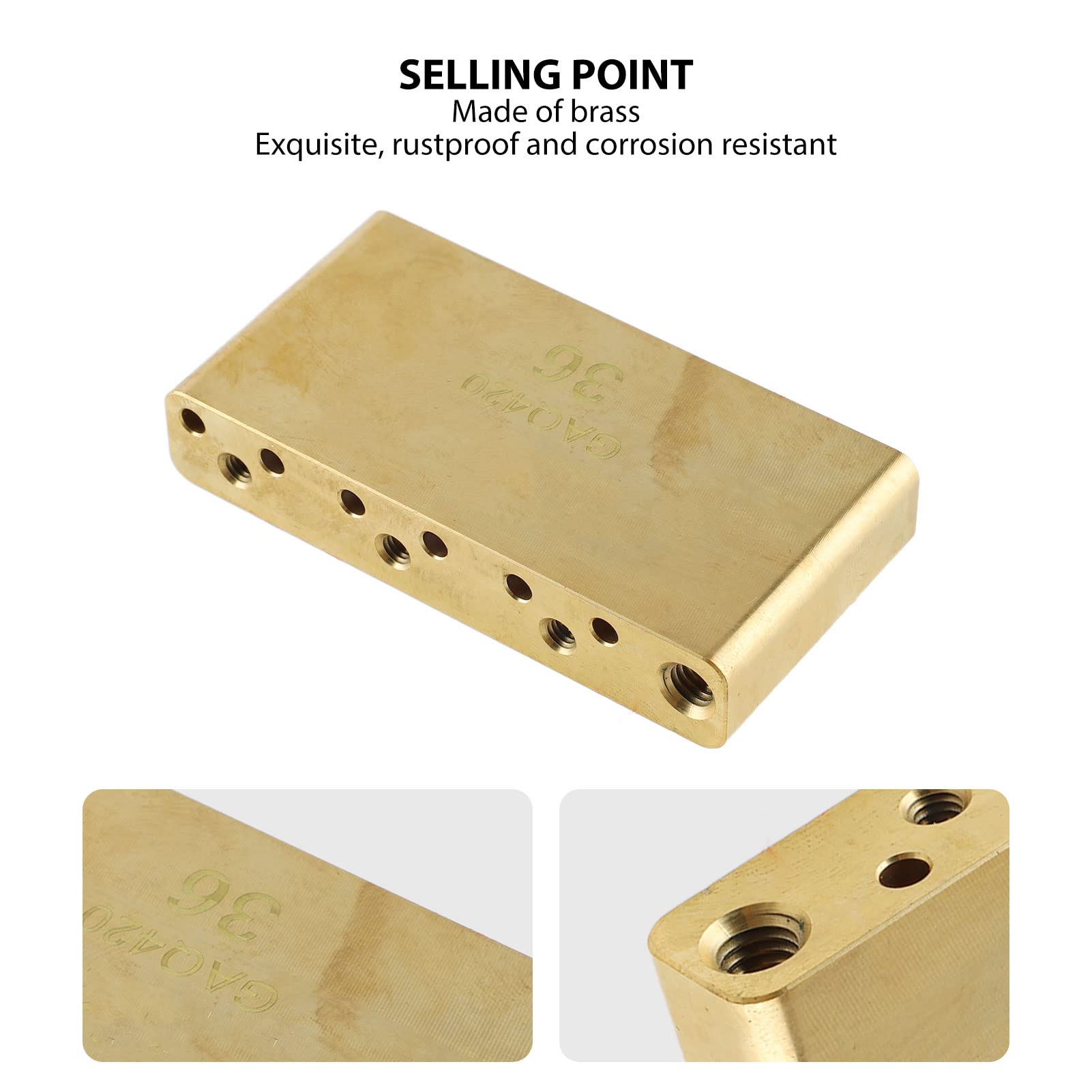 Bloque de Trmolo de Latn para Guitarra, Bloque de Trmolo de Latn Macizo, Reemplazo de Estndar para Puente de Guitarra Elctrica