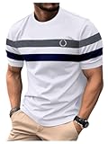 Men's Color Block Short Sleeve Tee Shirts Casual Crewneck T Shirt Trendy Summer Tops